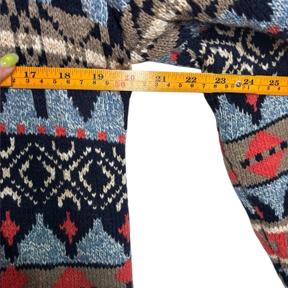 L.L.Bean Open Front Knit Abstract Long Cardigan Cotton Size Medium - Picture 9 of 11